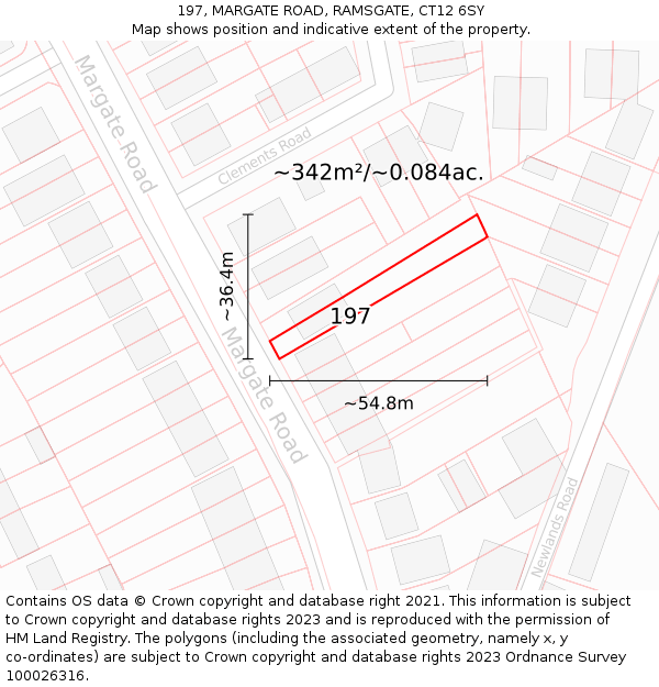 197, MARGATE ROAD, RAMSGATE, CT12 6SY: Plot and title map