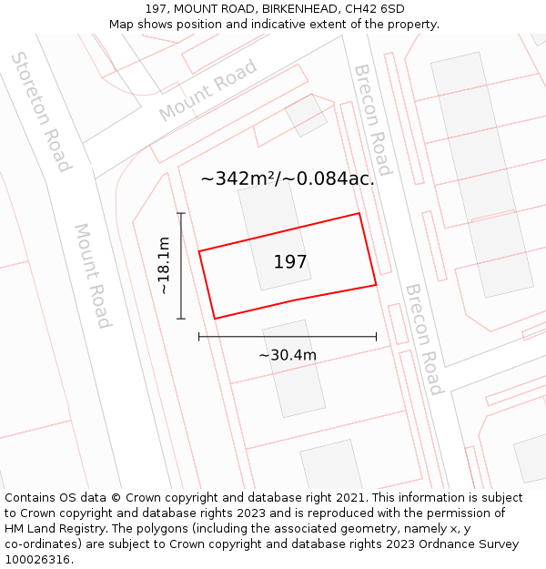 197, MOUNT ROAD, BIRKENHEAD, CH42 6SD: Plot and title map