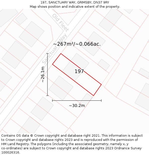 197, SANCTUARY WAY, GRIMSBY, DN37 9RY: Plot and title map