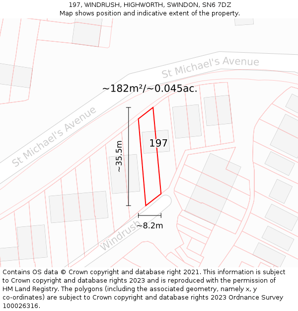 197, WINDRUSH, HIGHWORTH, SWINDON, SN6 7DZ: Plot and title map