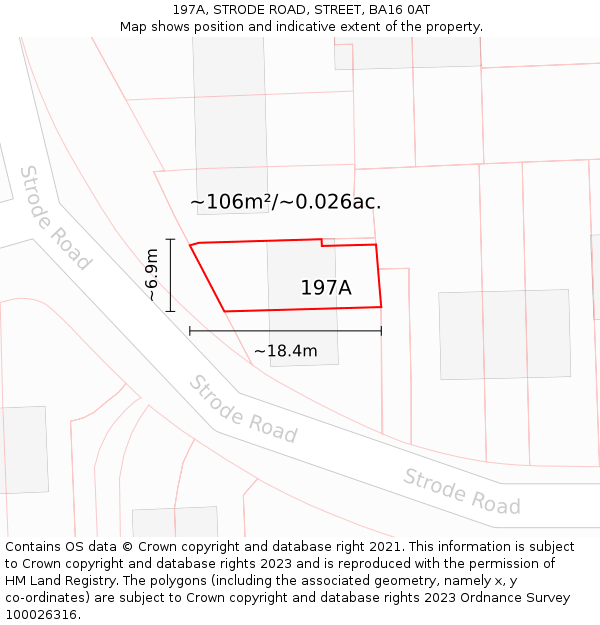 197A, STRODE ROAD, STREET, BA16 0AT: Plot and title map