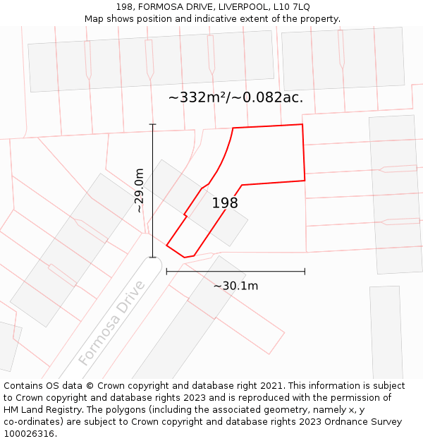 198, FORMOSA DRIVE, LIVERPOOL, L10 7LQ: Plot and title map