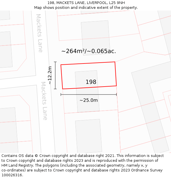 198, MACKETS LANE, LIVERPOOL, L25 9NH: Plot and title map