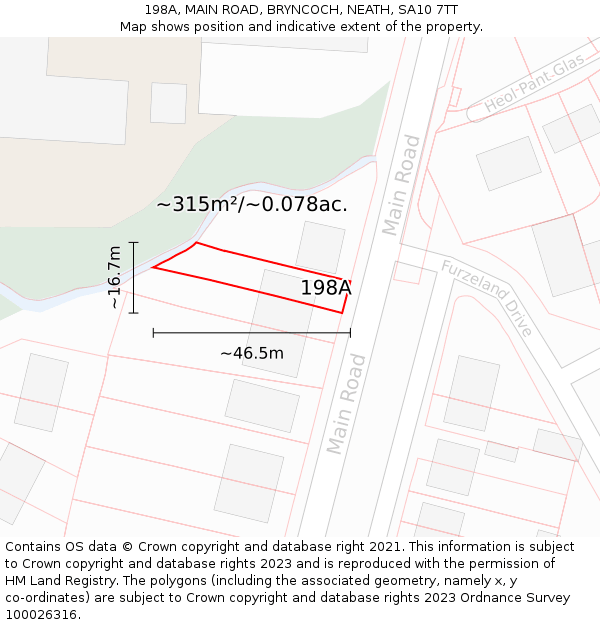 198A, MAIN ROAD, BRYNCOCH, NEATH, SA10 7TT: Plot and title map