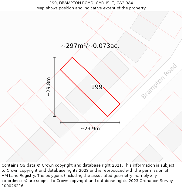 199, BRAMPTON ROAD, CARLISLE, CA3 9AX: Plot and title map