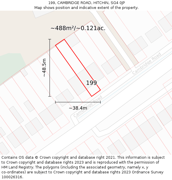 199, CAMBRIDGE ROAD, HITCHIN, SG4 0JP: Plot and title map