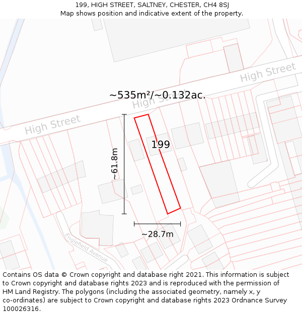 199, HIGH STREET, SALTNEY, CHESTER, CH4 8SJ: Plot and title map
