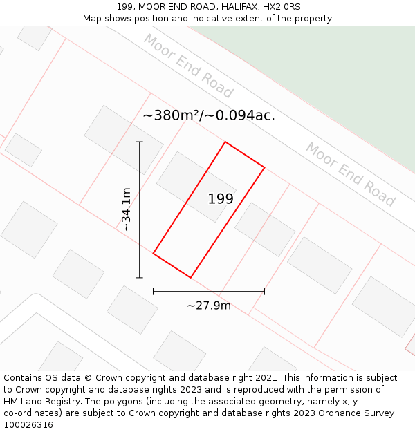 199, MOOR END ROAD, HALIFAX, HX2 0RS: Plot and title map