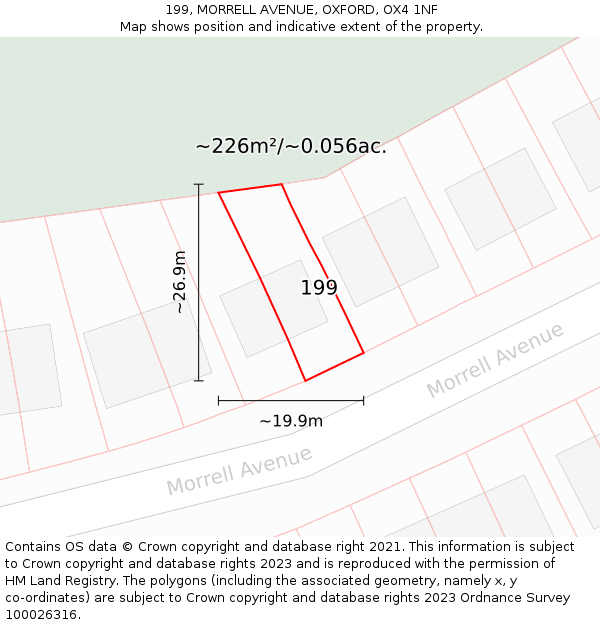 199, MORRELL AVENUE, OXFORD, OX4 1NF: Plot and title map