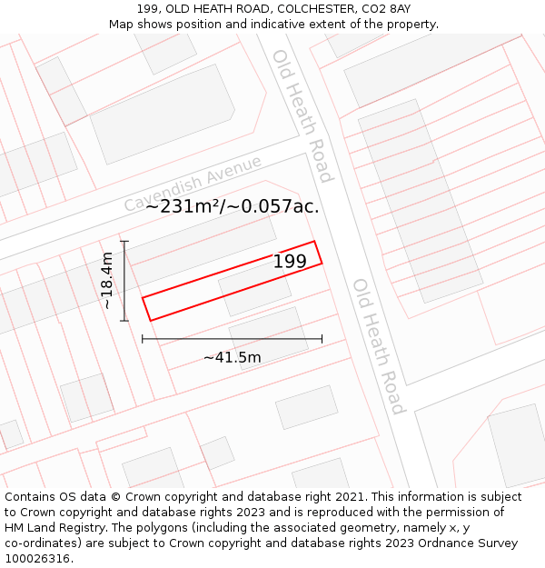 199, OLD HEATH ROAD, COLCHESTER, CO2 8AY: Plot and title map