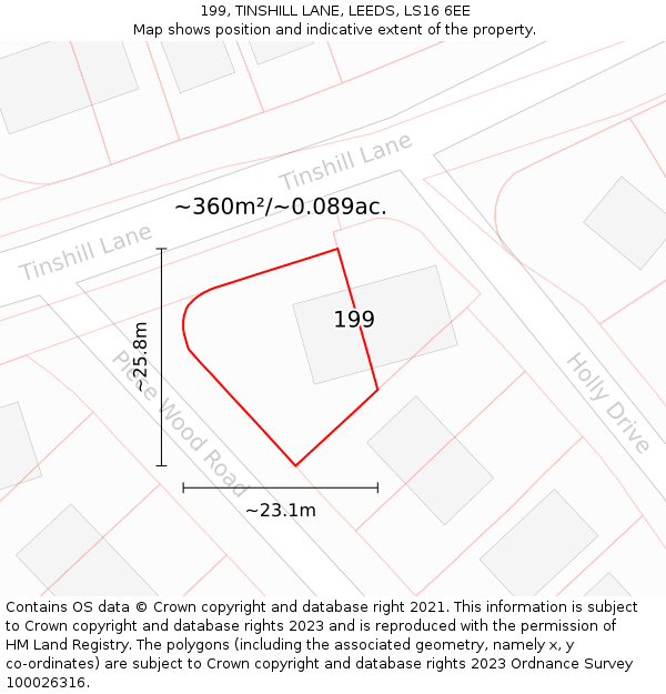 199, TINSHILL LANE, LEEDS, LS16 6EE: Plot and title map