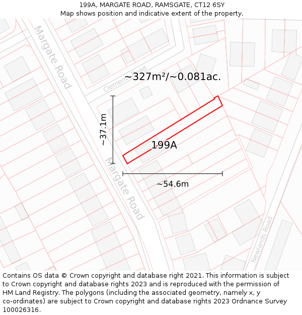 199A, MARGATE ROAD, RAMSGATE, CT12 6SY: Plot and title map
