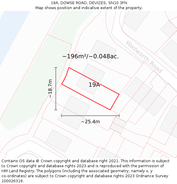 19A, DOWSE ROAD, DEVIZES, SN10 3FN: Plot and title map