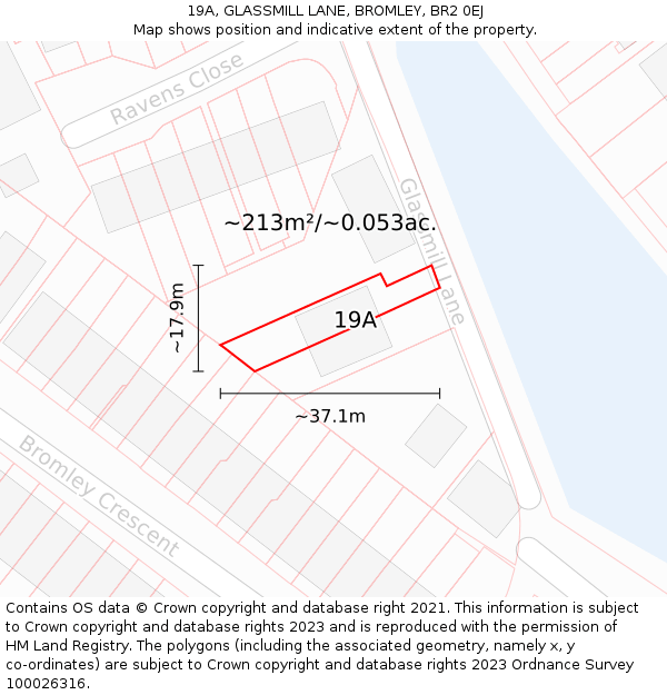 19A, GLASSMILL LANE, BROMLEY, BR2 0EJ: Plot and title map