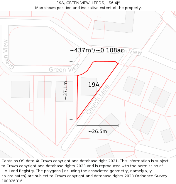 19A, GREEN VIEW, LEEDS, LS6 4JY: Plot and title map
