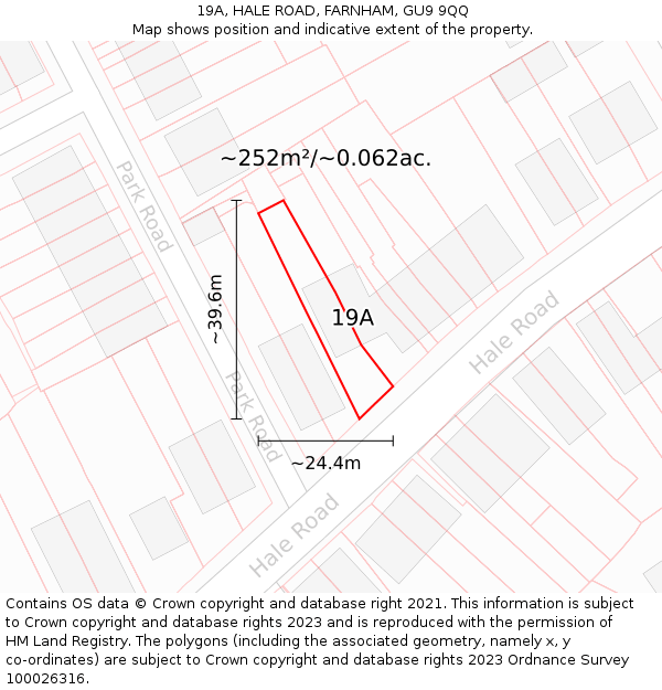 19A, HALE ROAD, FARNHAM, GU9 9QQ: Plot and title map