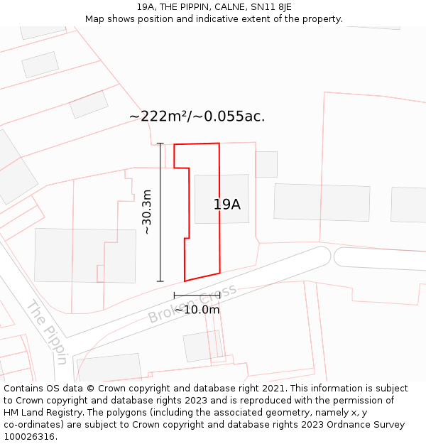19A, THE PIPPIN, CALNE, SN11 8JE: Plot and title map