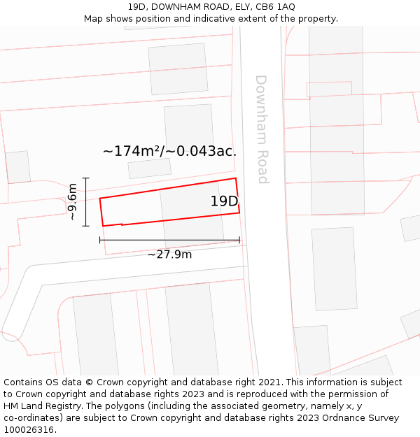 19D, DOWNHAM ROAD, ELY, CB6 1AQ: Plot and title map