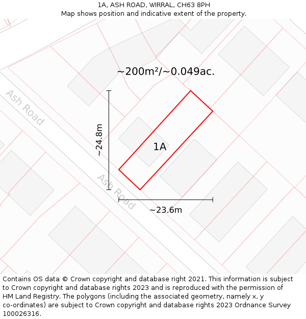 1A, ASH ROAD, WIRRAL, CH63 8PH: Plot and title map