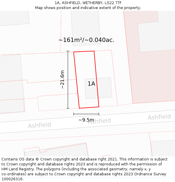 1A, ASHFIELD, WETHERBY, LS22 7TF: Plot and title map