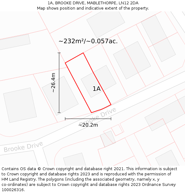 1A, BROOKE DRIVE, MABLETHORPE, LN12 2DA: Plot and title map