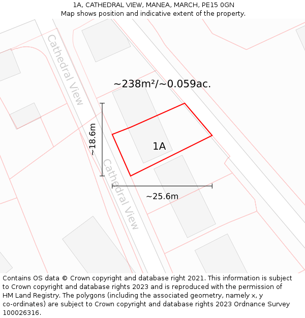 1A, CATHEDRAL VIEW, MANEA, MARCH, PE15 0GN: Plot and title map
