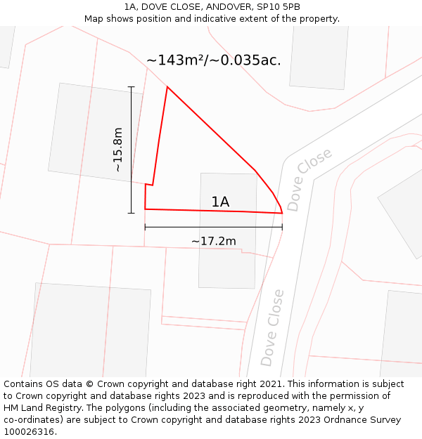 1A, DOVE CLOSE, ANDOVER, SP10 5PB: Plot and title map