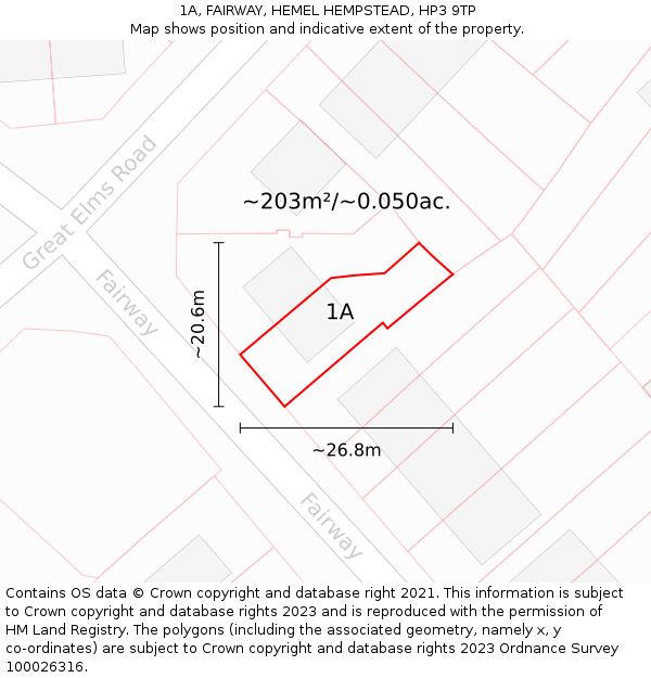 1A, FAIRWAY, HEMEL HEMPSTEAD, HP3 9TP: Plot and title map