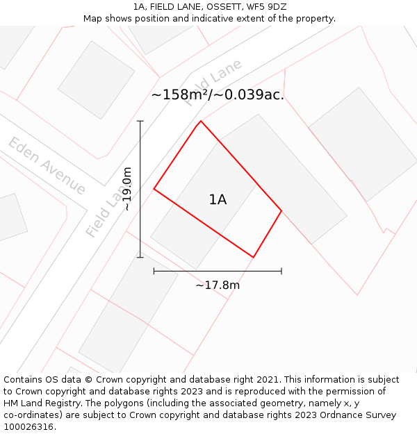1A, FIELD LANE, OSSETT, WF5 9DZ: Plot and title map