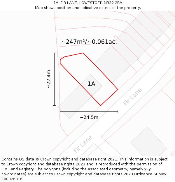 1A, FIR LANE, LOWESTOFT, NR32 2RA: Plot and title map