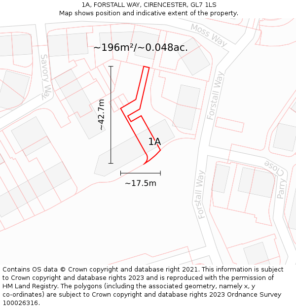 1A, FORSTALL WAY, CIRENCESTER, GL7 1LS: Plot and title map