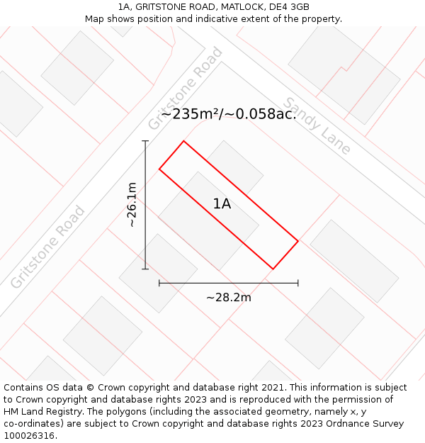 1A, GRITSTONE ROAD, MATLOCK, DE4 3GB: Plot and title map