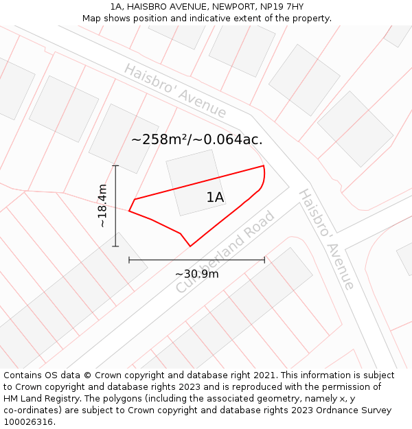 1A, HAISBRO AVENUE, NEWPORT, NP19 7HY: Plot and title map