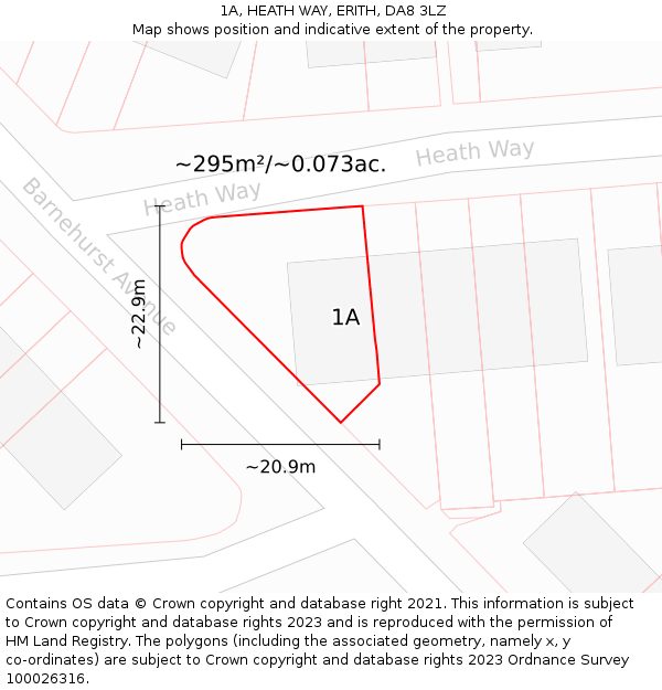 1A, HEATH WAY, ERITH, DA8 3LZ: Plot and title map