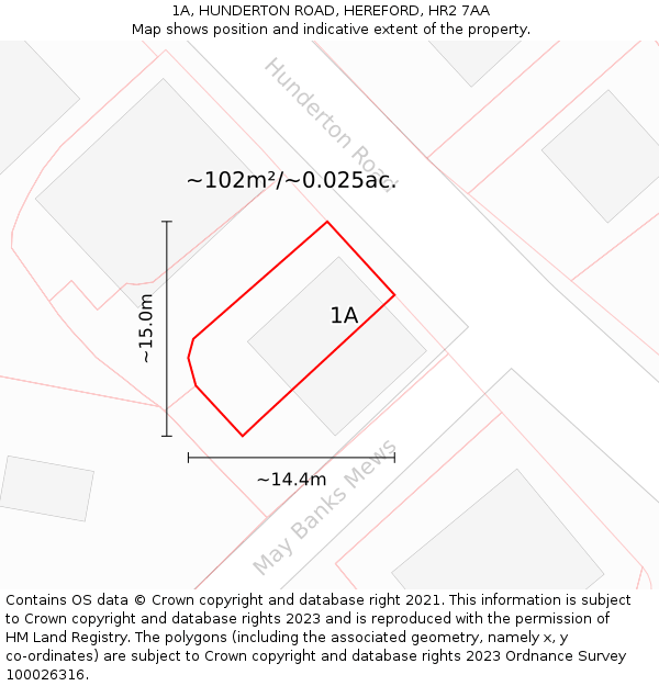 1A, HUNDERTON ROAD, HEREFORD, HR2 7AA: Plot and title map