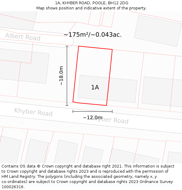 1A, KHYBER ROAD, POOLE, BH12 2DG: Plot and title map