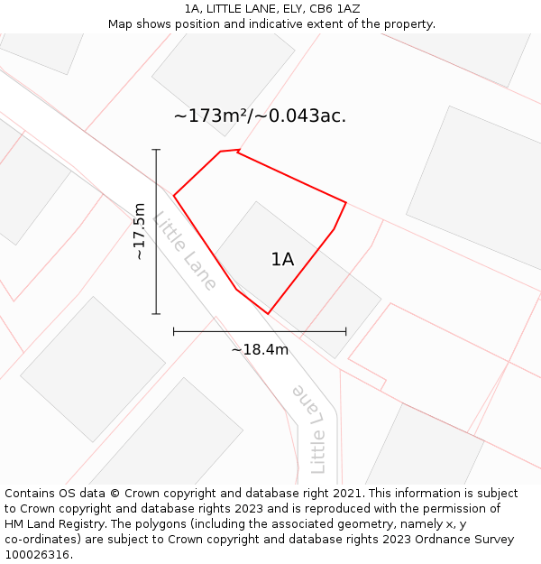 1A, LITTLE LANE, ELY, CB6 1AZ: Plot and title map