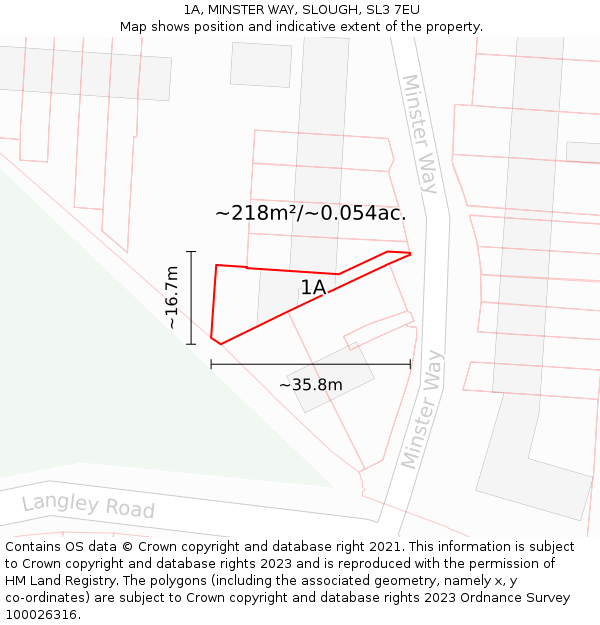 1A, MINSTER WAY, SLOUGH, SL3 7EU: Plot and title map