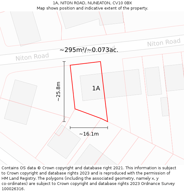 1A, NITON ROAD, NUNEATON, CV10 0BX: Plot and title map