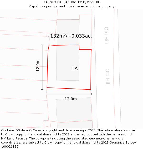 1A, OLD HILL, ASHBOURNE, DE6 1BL: Plot and title map