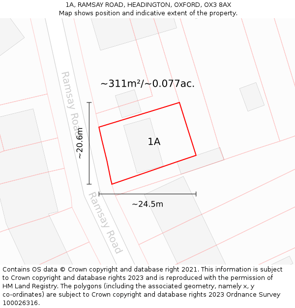 1A, RAMSAY ROAD, HEADINGTON, OXFORD, OX3 8AX: Plot and title map