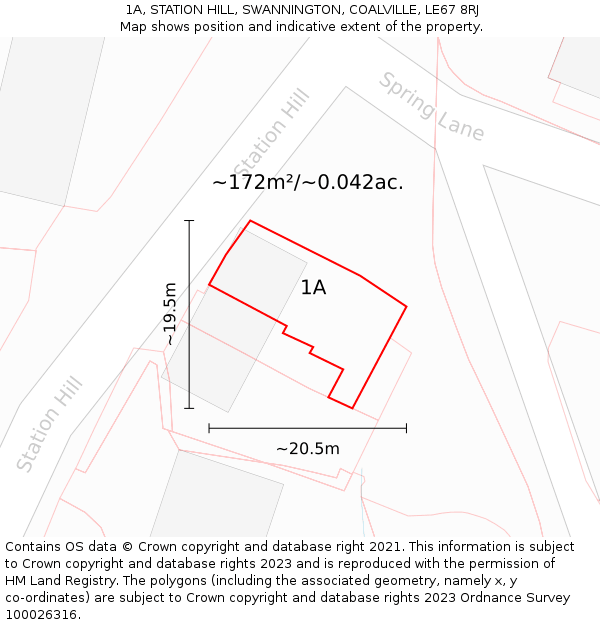 1A, STATION HILL, SWANNINGTON, COALVILLE, LE67 8RJ: Plot and title map