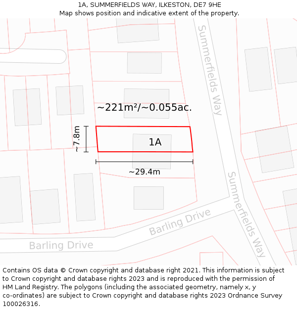 1A, SUMMERFIELDS WAY, ILKESTON, DE7 9HE: Plot and title map