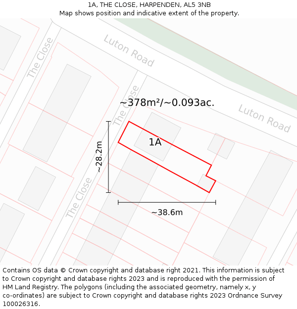 1A, THE CLOSE, HARPENDEN, AL5 3NB: Plot and title map