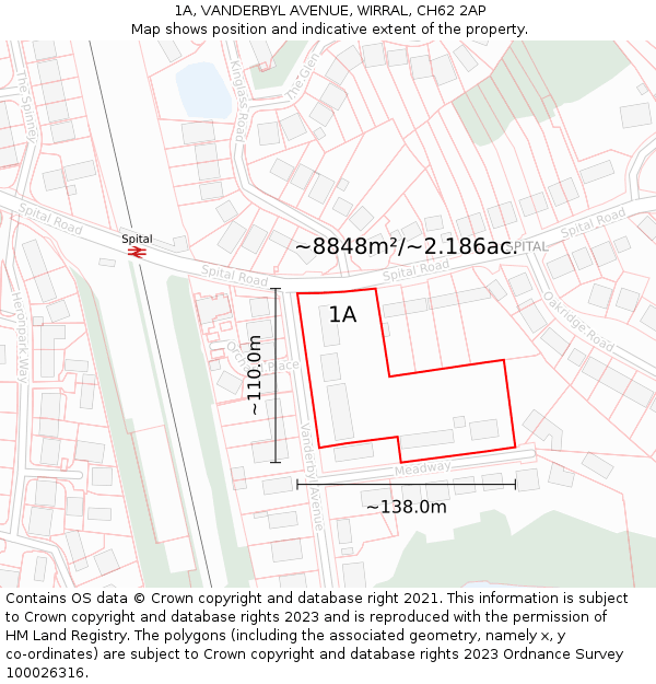 1A, VANDERBYL AVENUE, WIRRAL, CH62 2AP: Plot and title map