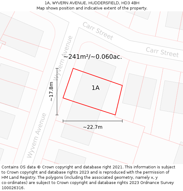 1A, WYVERN AVENUE, HUDDERSFIELD, HD3 4BH: Plot and title map