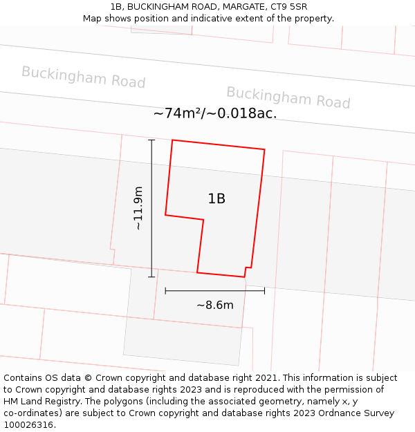 1B, BUCKINGHAM ROAD, MARGATE, CT9 5SR: Plot and title map