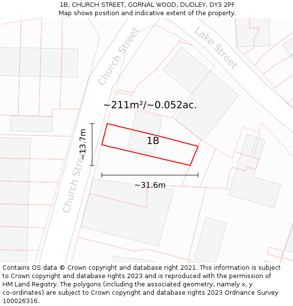 1B, CHURCH STREET, GORNAL WOOD, DUDLEY, DY3 2PF: Plot and title map