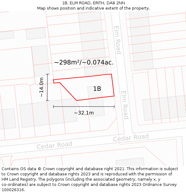 1B, ELM ROAD, ERITH, DA8 2NN: Plot and title map