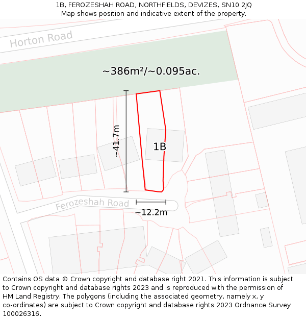 1B, FEROZESHAH ROAD, NORTHFIELDS, DEVIZES, SN10 2JQ: Plot and title map